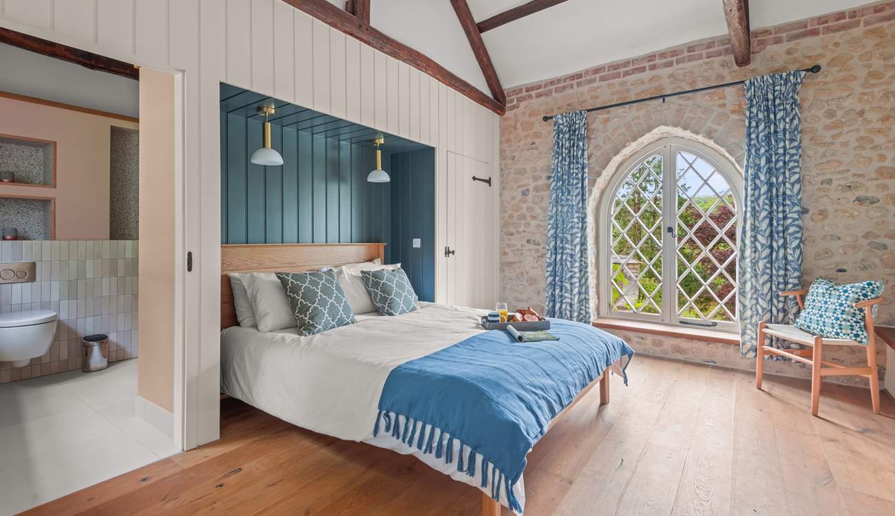 Bedroom 3 is home to this fabulous king-size bed and again treats you to wonderful elevated countryside views.