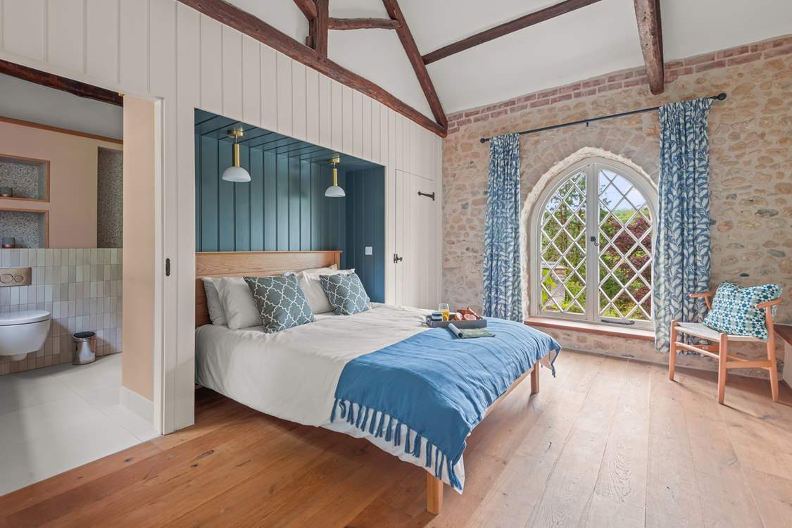 Bedroom 3 is home to this fabulous king-size bed and again treats you to wonderful elevated countryside views.