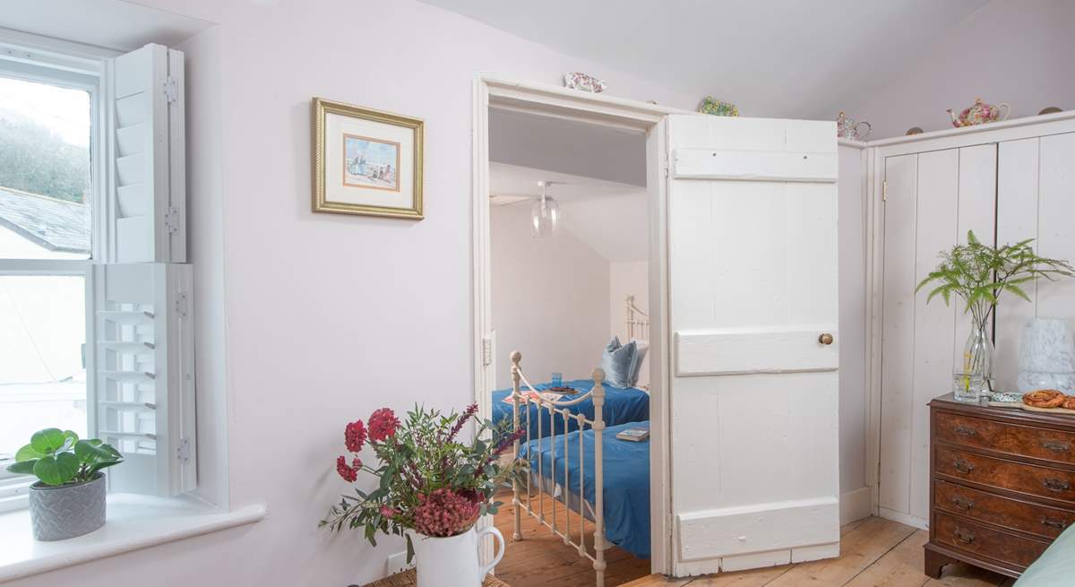 Bedroom 3 is accessed via bedroom 2, through this stunning original door. Mind the steps!