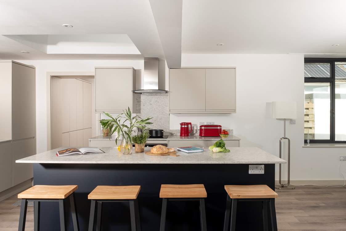 Cook up a holiday meal in the well-equipped kitchen.