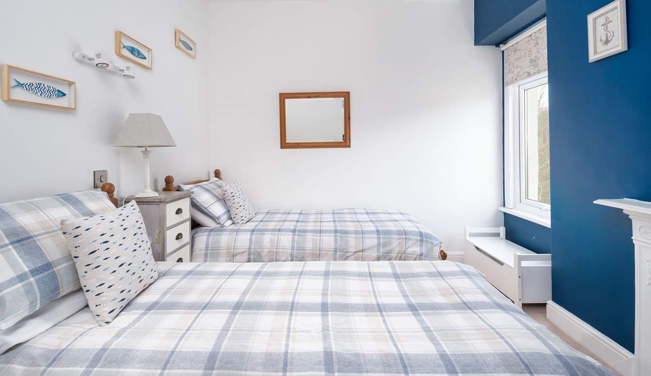 Calming blue hues in the twin room. 