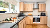 All the holiday chef needs in the well-equipped kitchen. 