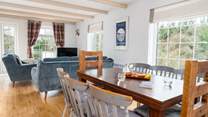 Spacious open plan design with gorgeous woodland and sea views. 