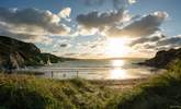 Sunset at picturesque Pwllgwaelod beach.  - Thumbnail Image