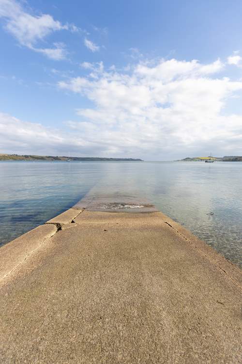The private slipway is ideal for launching  kayaks or boats or an easy dip into the sea.