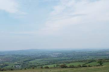 Looking down on Tavistock nestling in the moor - with a further view down to Cornwall.