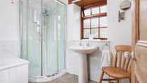 The bathroom offers a shower cubicle and bath - the best of both worlds.