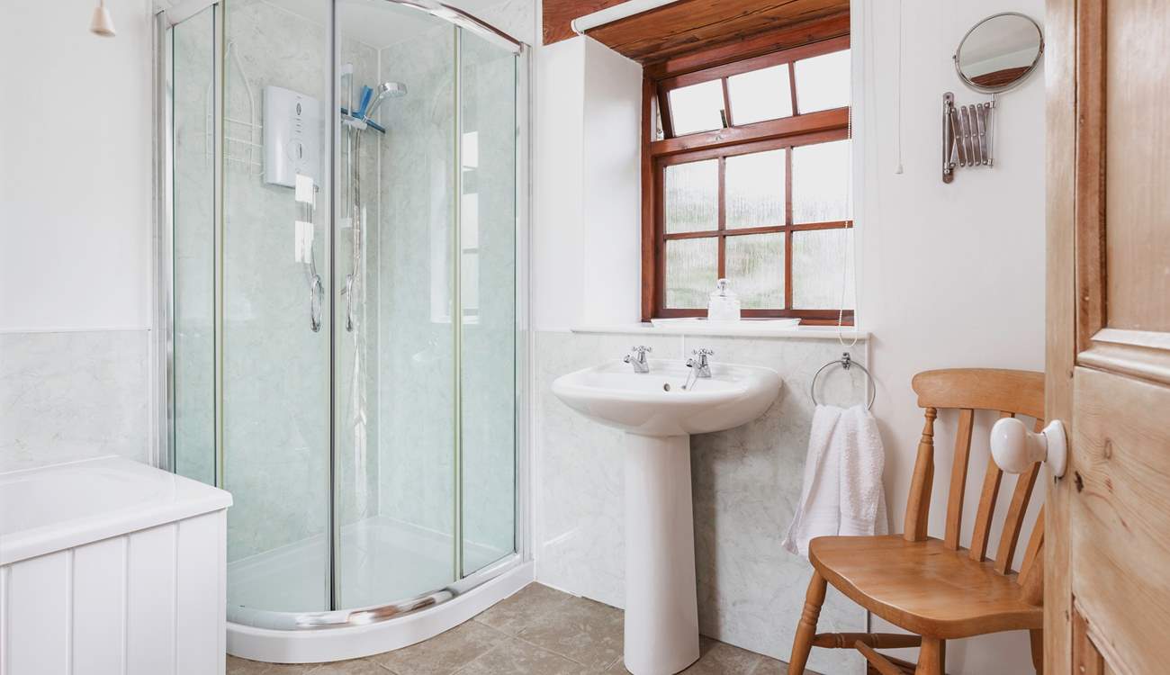The bathroom offers a shower cubicle and bath - the best of both worlds.