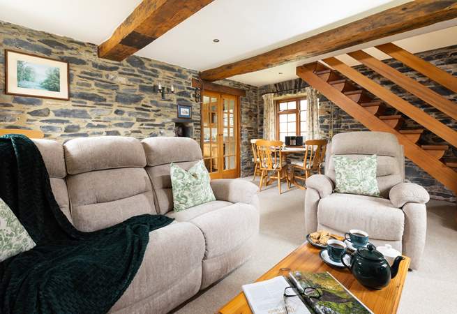 The sitting room is filled with character and charm!