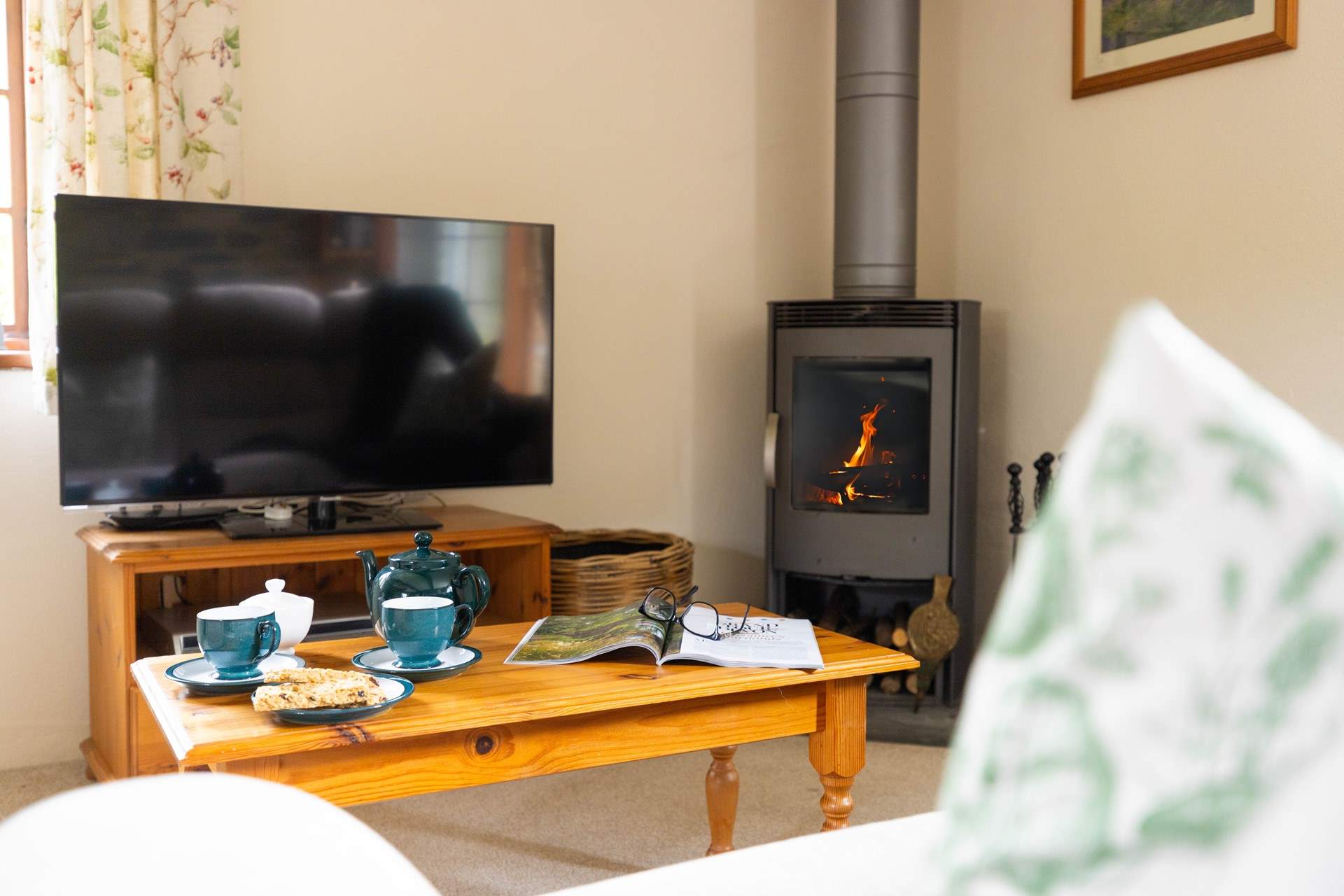 The warming wood-burner is a lovely feature in the sitting/dining-room - ideal after a long walk on the moors.