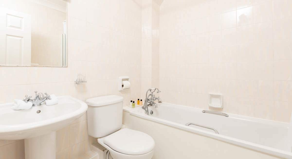The main bathroom with a shower attachment. 