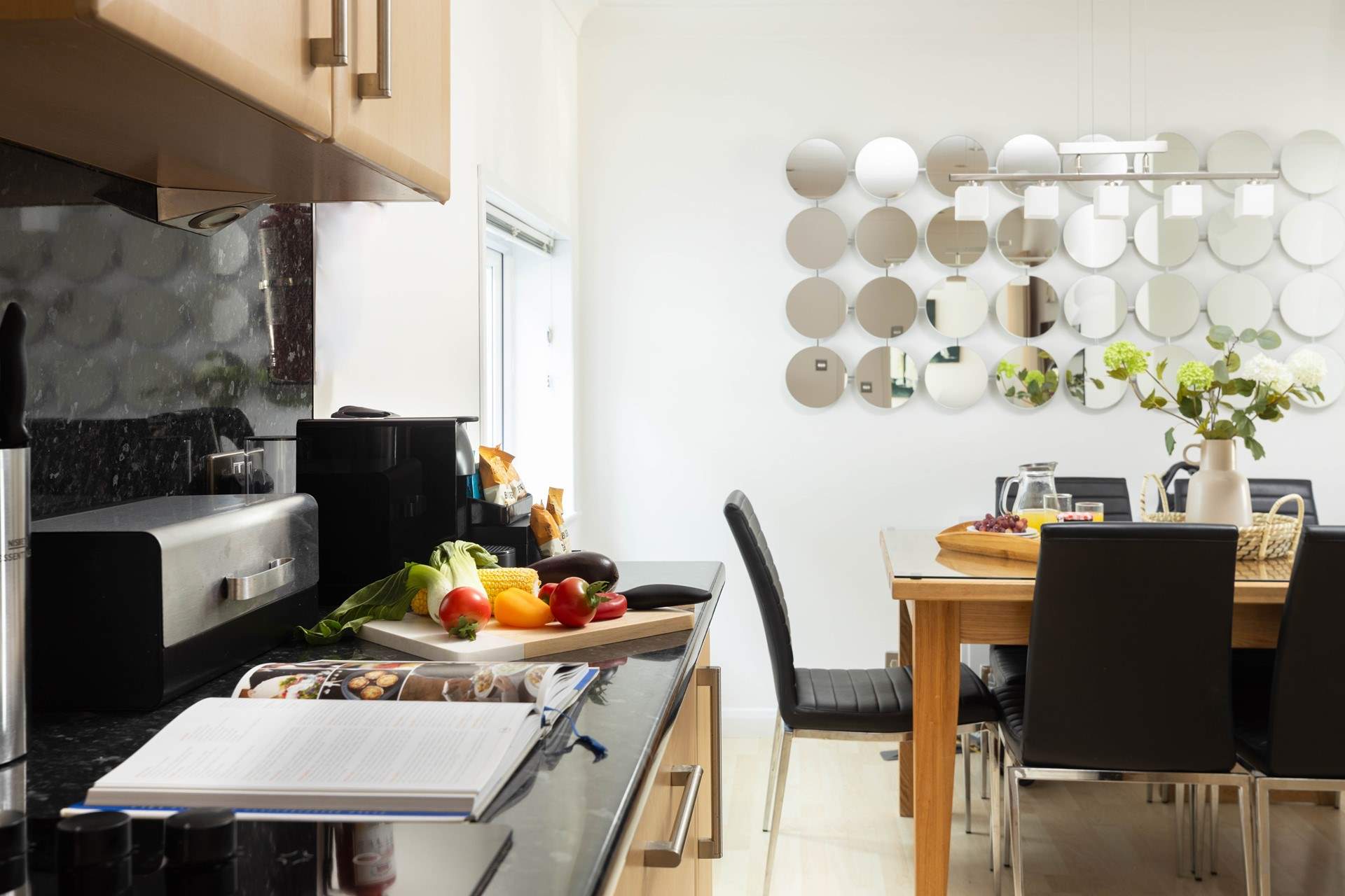 The open plan area provides a sociable space for cooking and dining together.