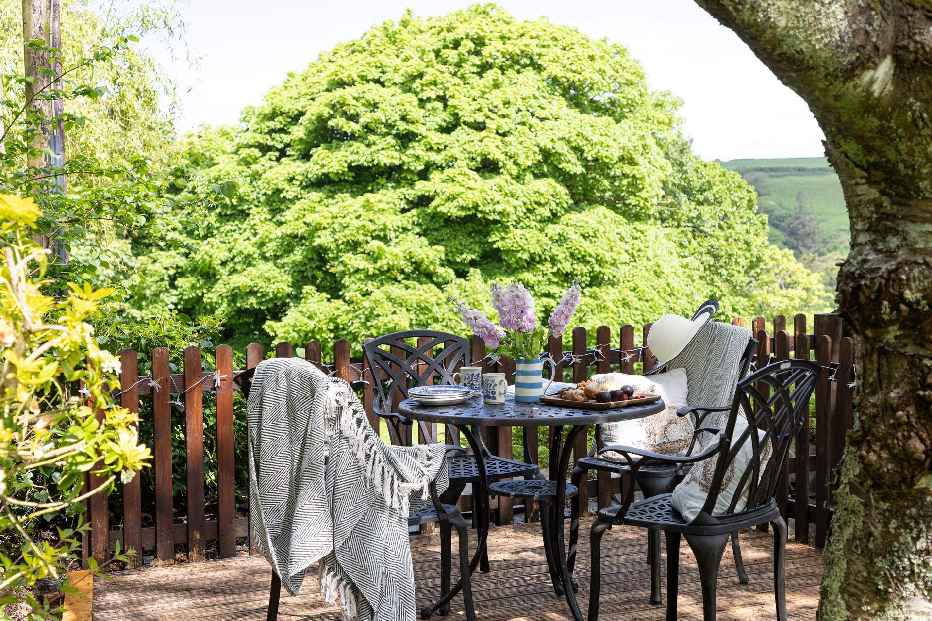 Time to relax and take in the view of the fields at the back of the cottage.