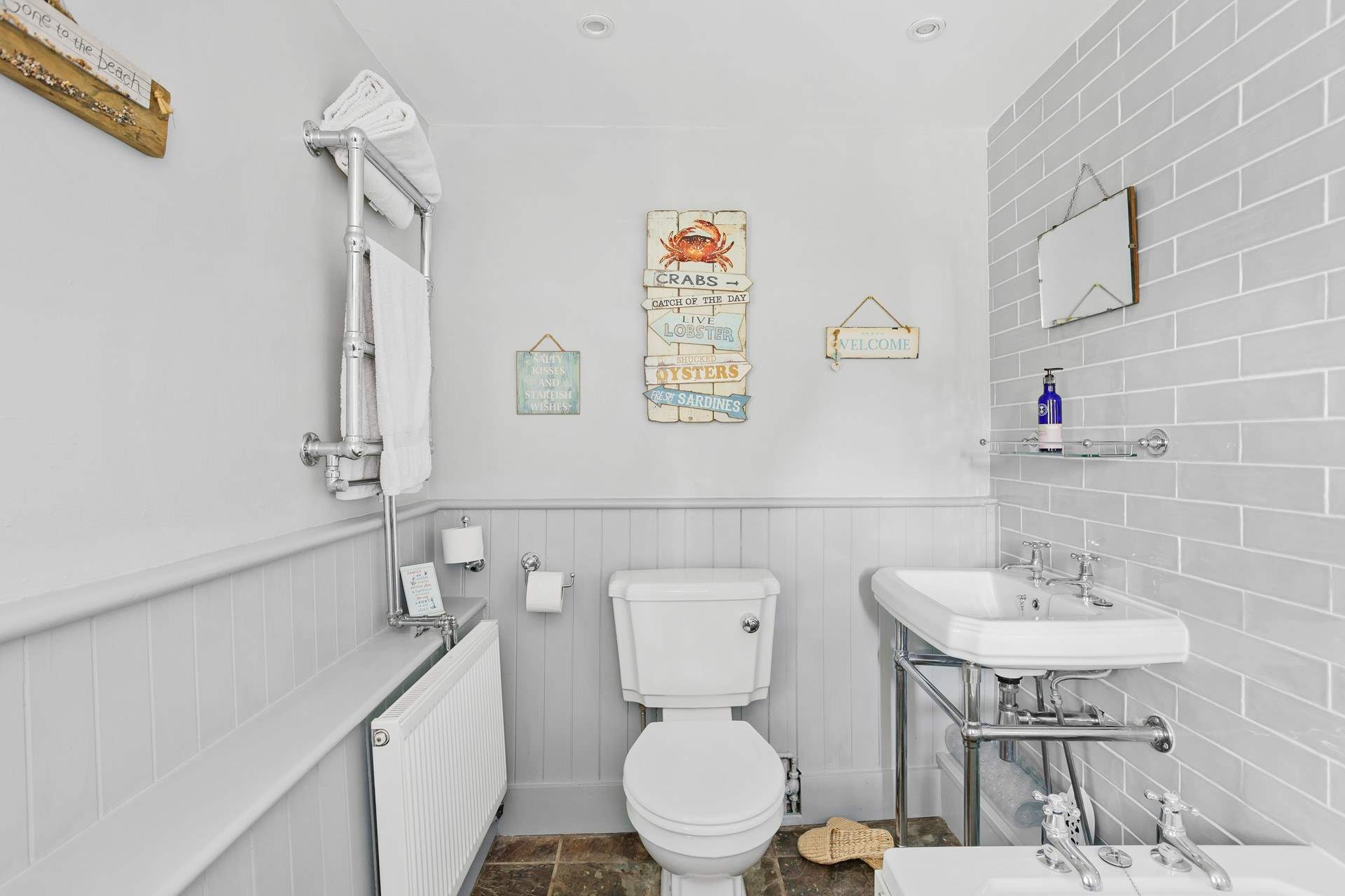 The bathroom is a joy and a great upgrade to a traditional thatched cottage.