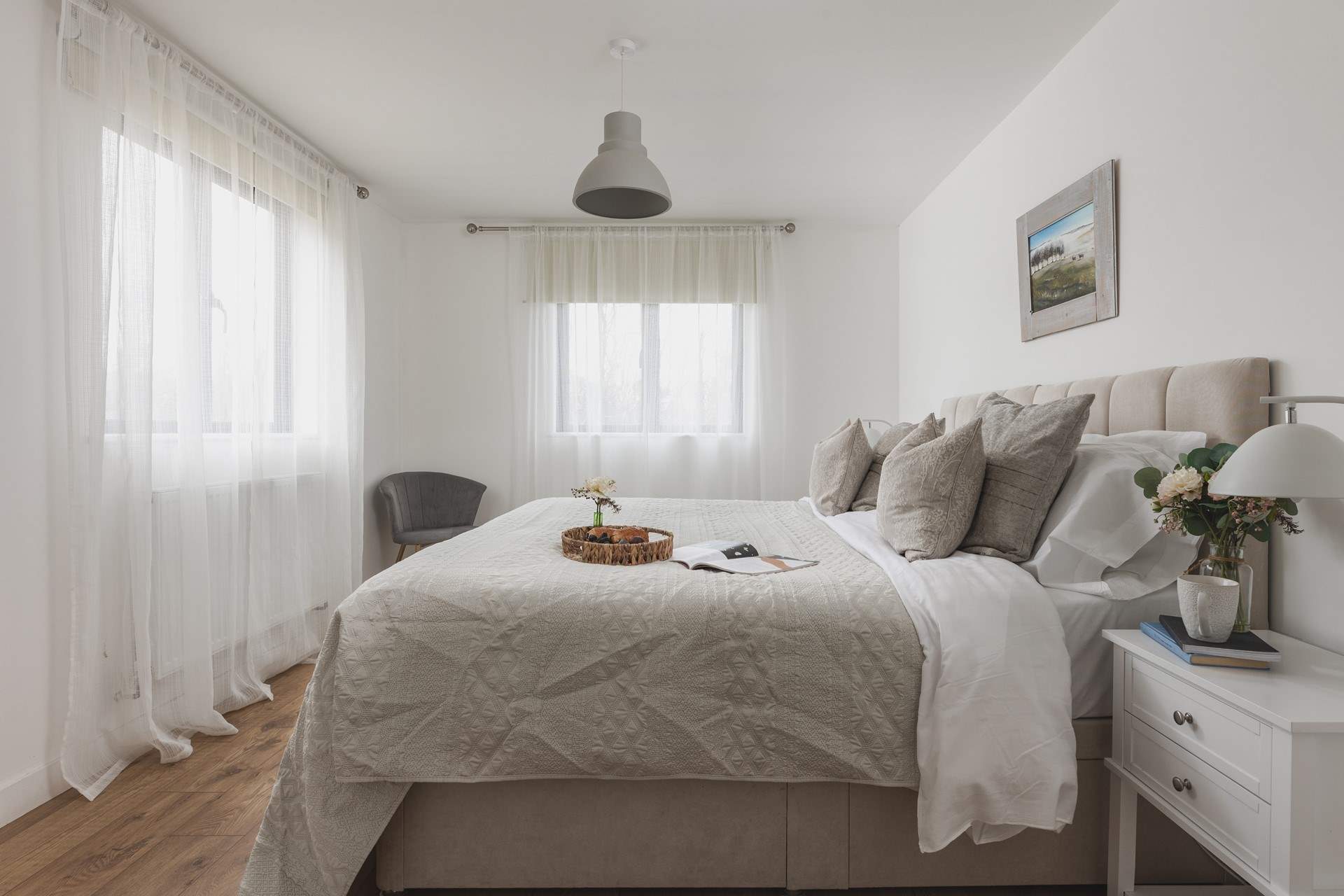 Bedroom one offers the flexibility of a 'zip and link' bed and also enjoys an en suite shower-room.