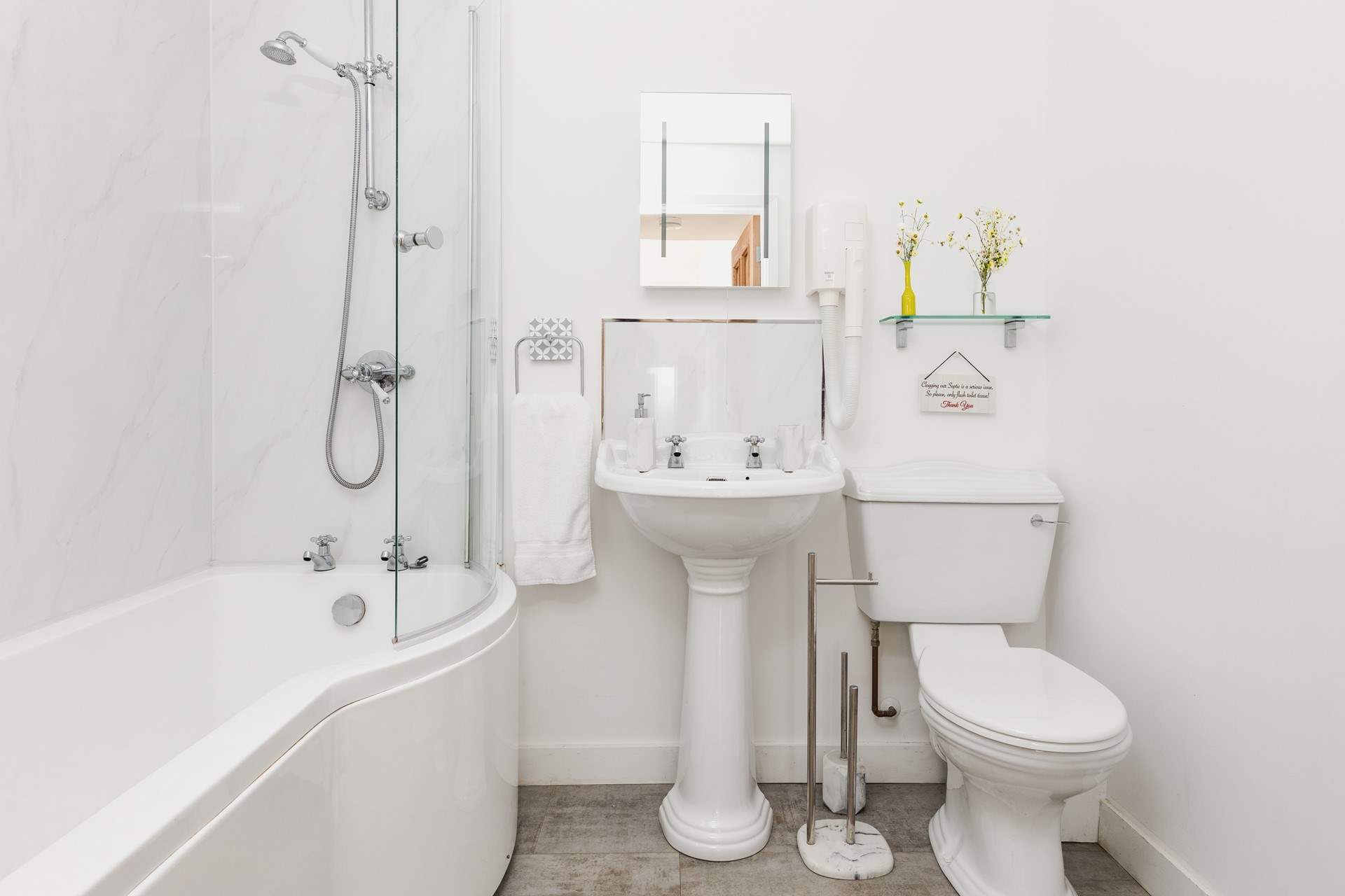 The family bathroom is shared by bedrooms two, three and four.