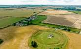 The Old Dairy is the farthest building visible in the photograph (there are 4 polytunnels now in situ housing goats). Knowlton Church is a short distance away. - Thumbnail Image