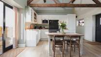 The huge living space with its vaulted ceiling is and tasteful design touches is a special place to be.
