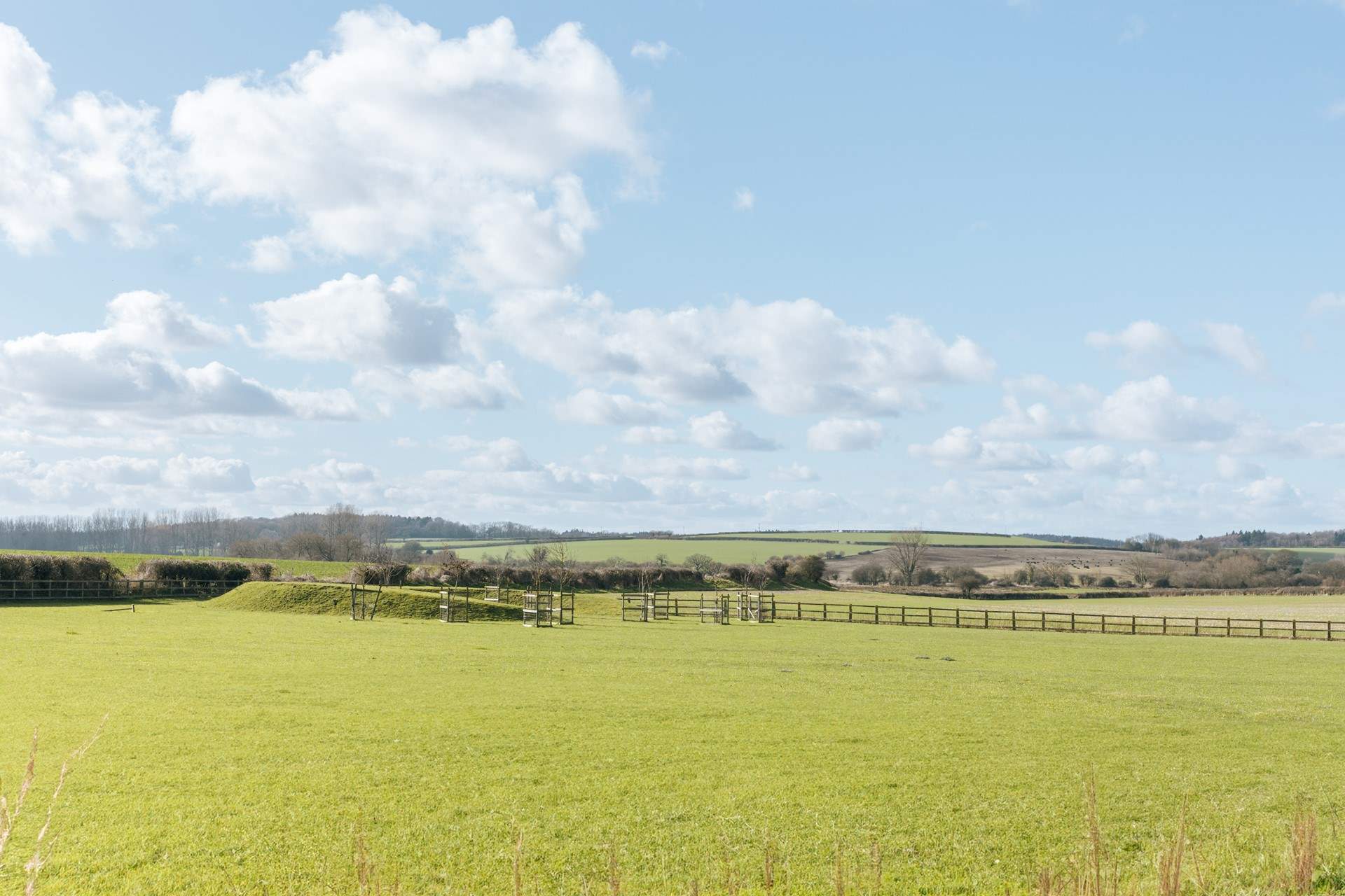 There are wonderful countryside views. The owners sometimes have their sheep or goats in this field.