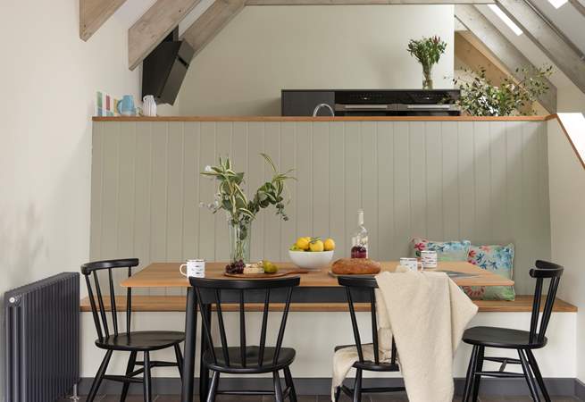 The dining space has plenty of room for everyone plus guests!