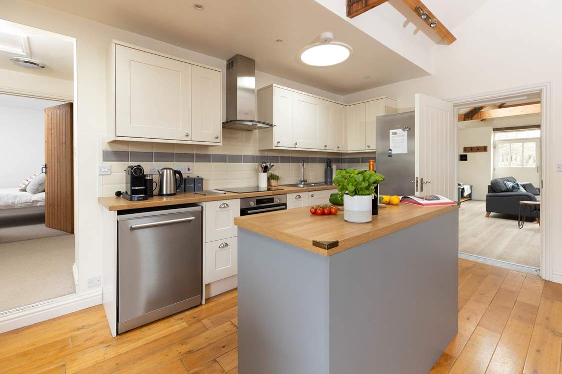 There is one step from the kitchen to bedrooms two and three.