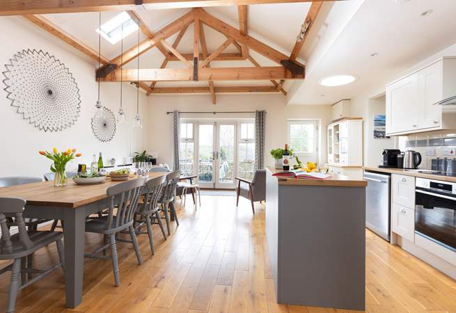 The modern kitchen/dining-room, perfect for cooking and eating together.