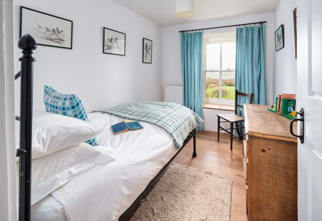 Pretty blues and views in the sweet single room on the first floor. 