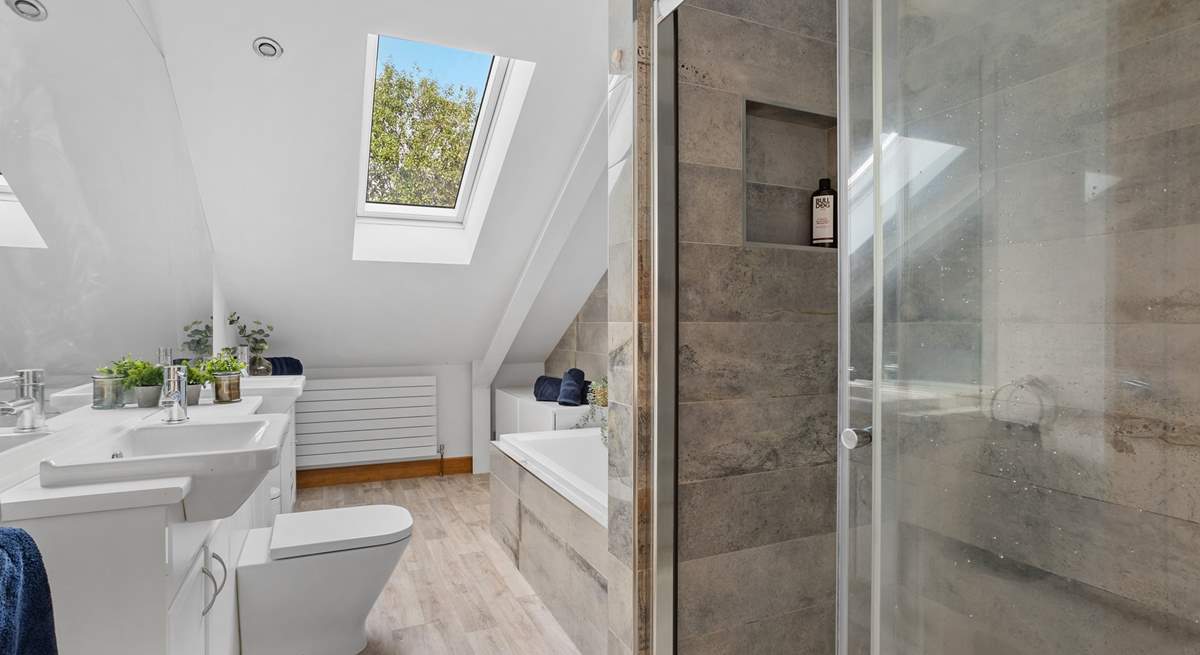 The main bedroom benefits from a rather lovely en suite, enjoying both a bath and shower. Take care around the sloping ceilings. 