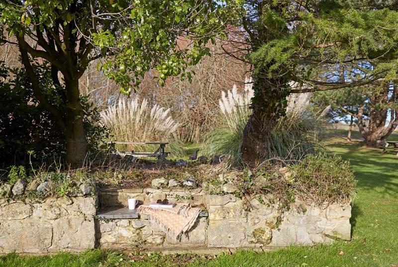 Enjoy the little stone bench with a good read, a definite sun-trap in the grounds of Bagwich House, or just take a glass of something fresh to remind you just how wonderful it is to holiday here.