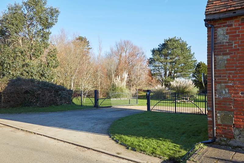 Gated entrance from the country lane to Bagwich House and the cottages.