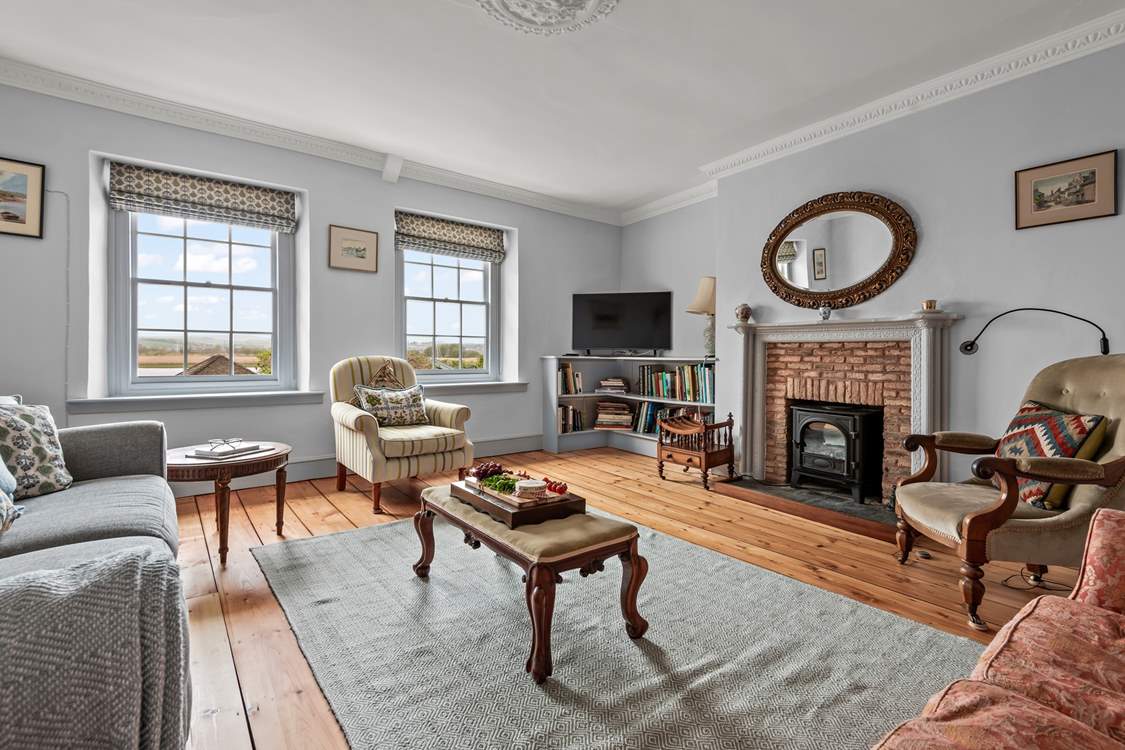 The glorious sitting-room in this beautifully restored period Topsham house.