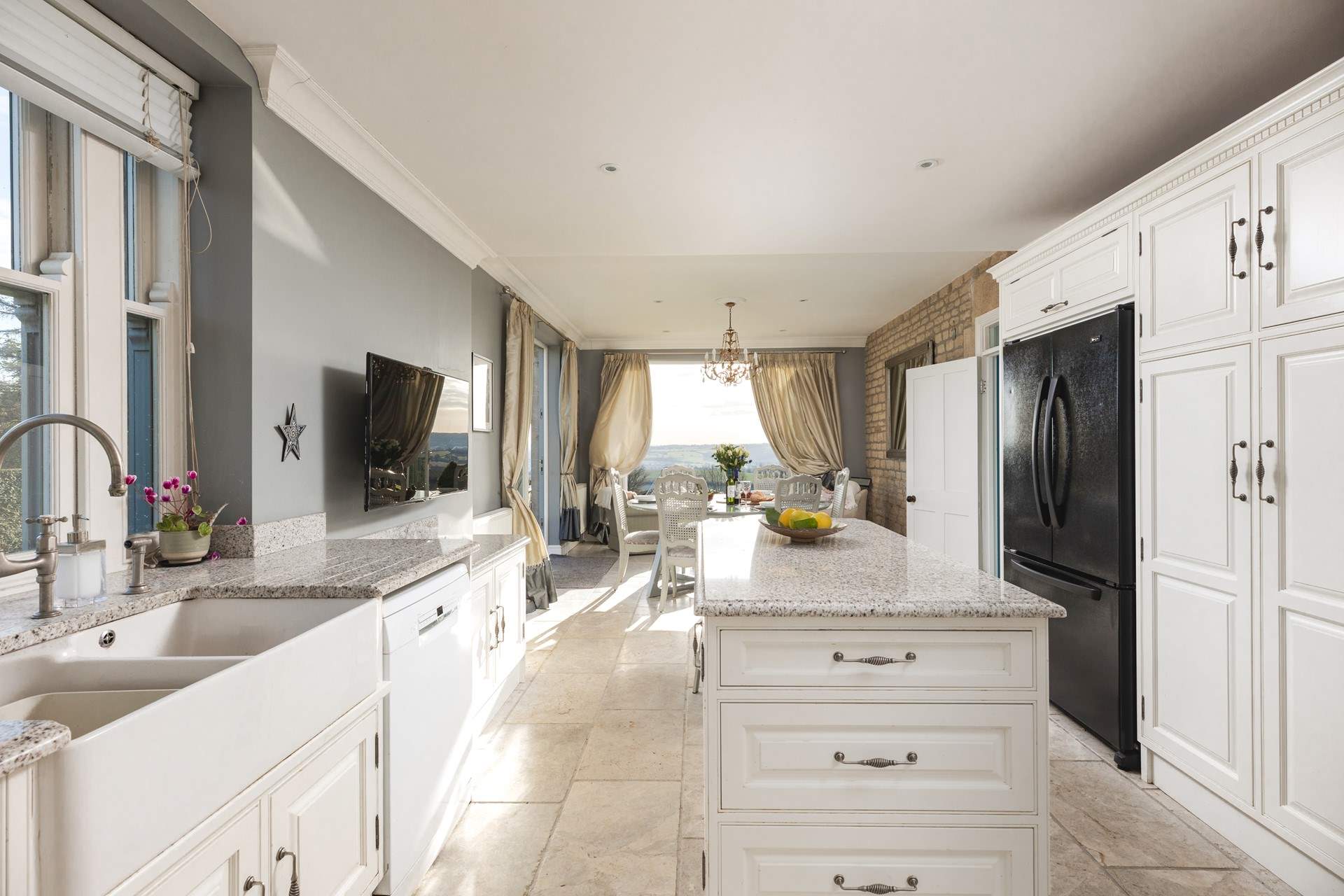 Looking towards the dining-area from the kitchen. 