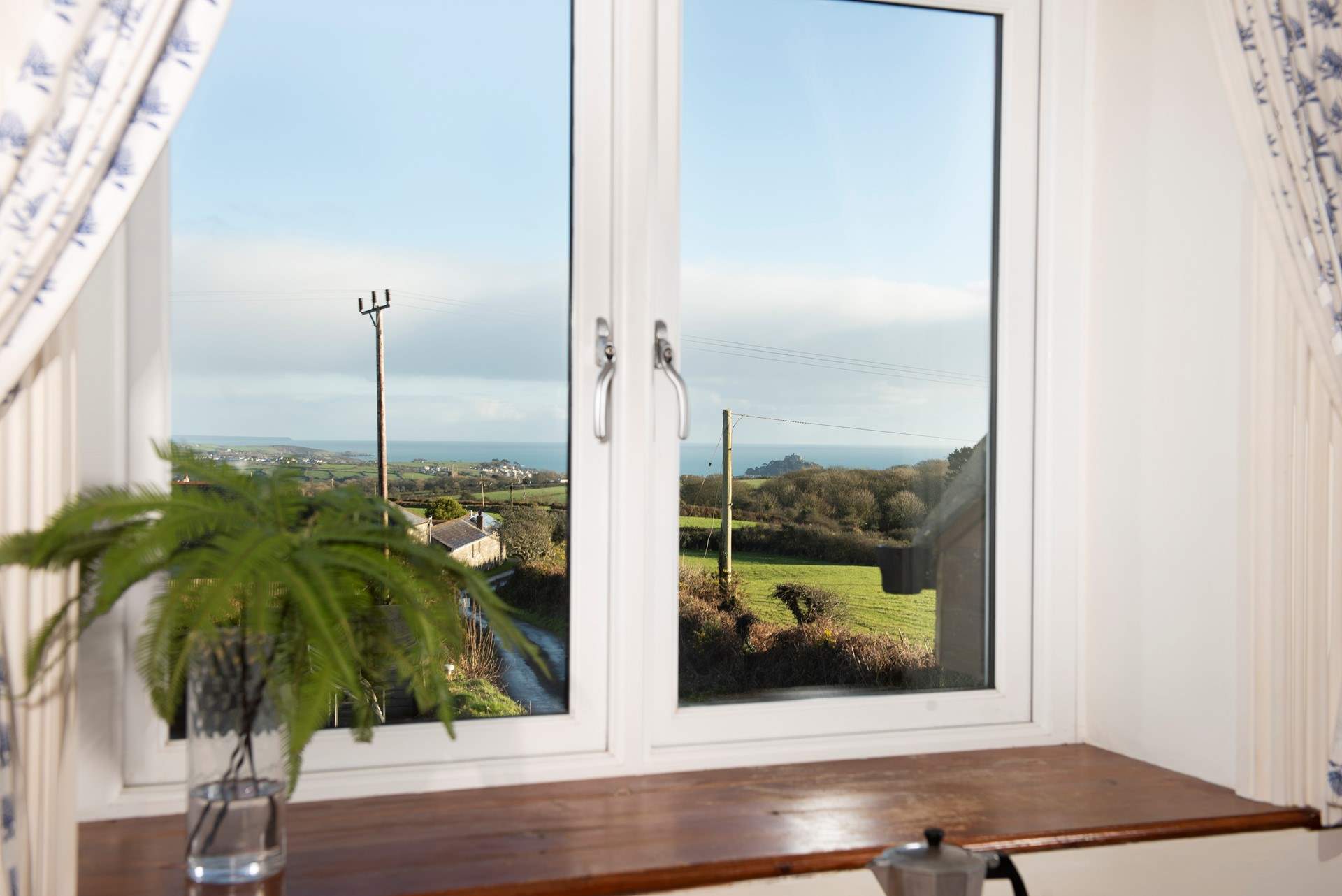You have lovely views of the valley and St Michael's Mount from the bedroom. 