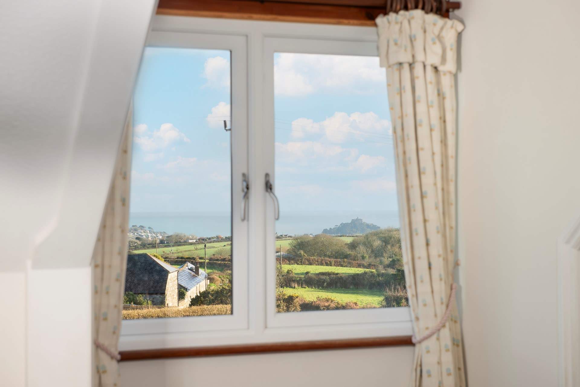 You have lovely views of the valley and St Michael's Mount from the bedroom.