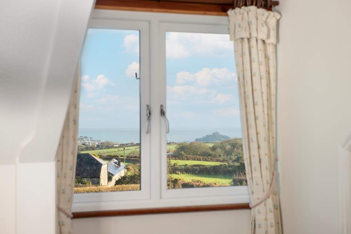 You have lovely views of the valley and St Michael's Mount from the bedroom.