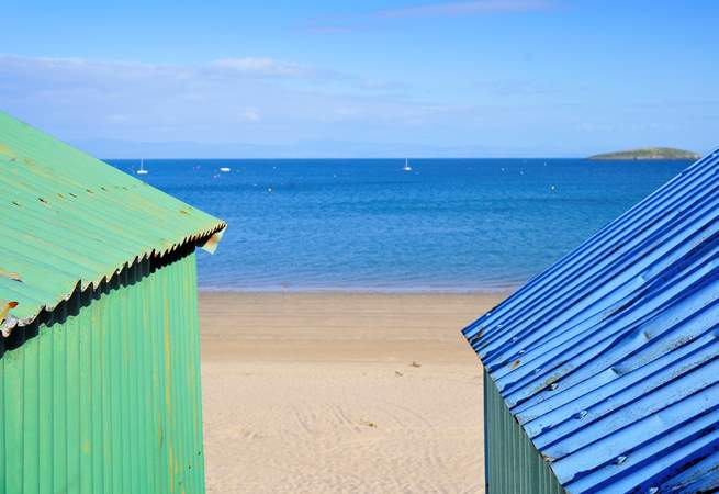 Perfect beach day, crystal blue ocean and soft golden sands at Abersoch. 