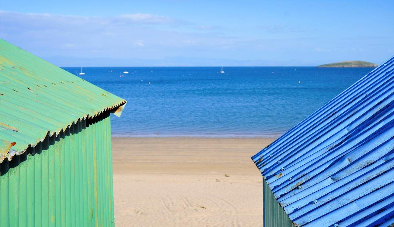 Perfect beach day, crystal blue ocean and soft golden sands at Abersoch. 