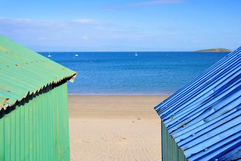 Perfect beach day, crystal blue ocean and soft golden sands at Abersoch. 