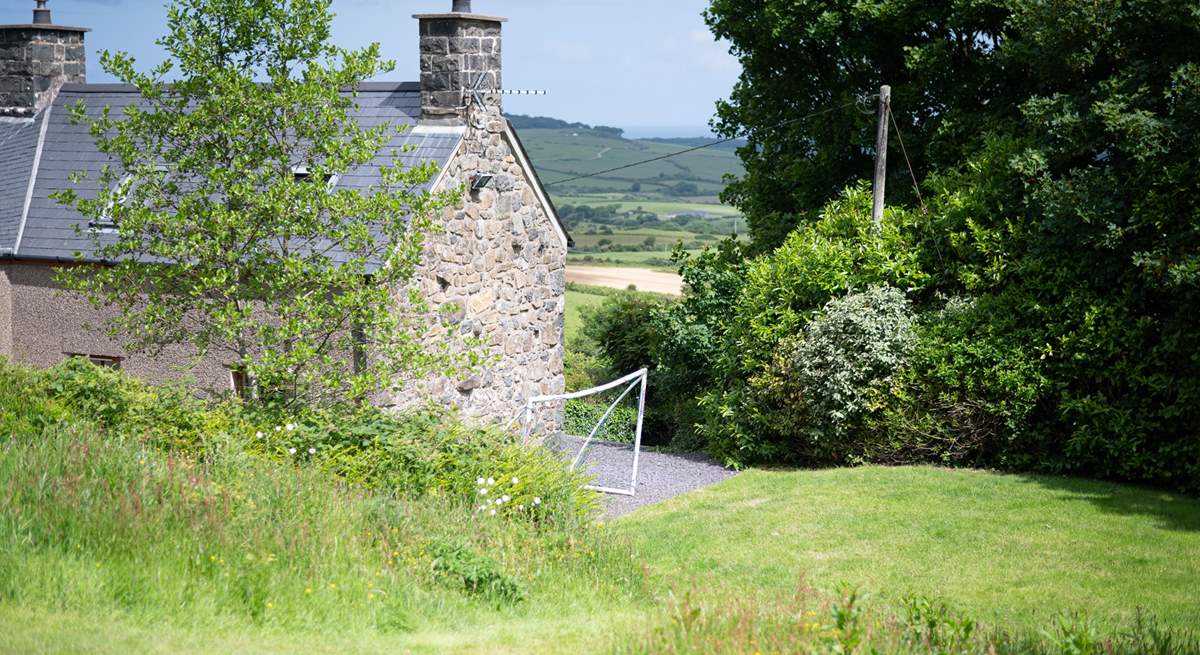 The cottage looks out over the Welsh countryside and out to sea.