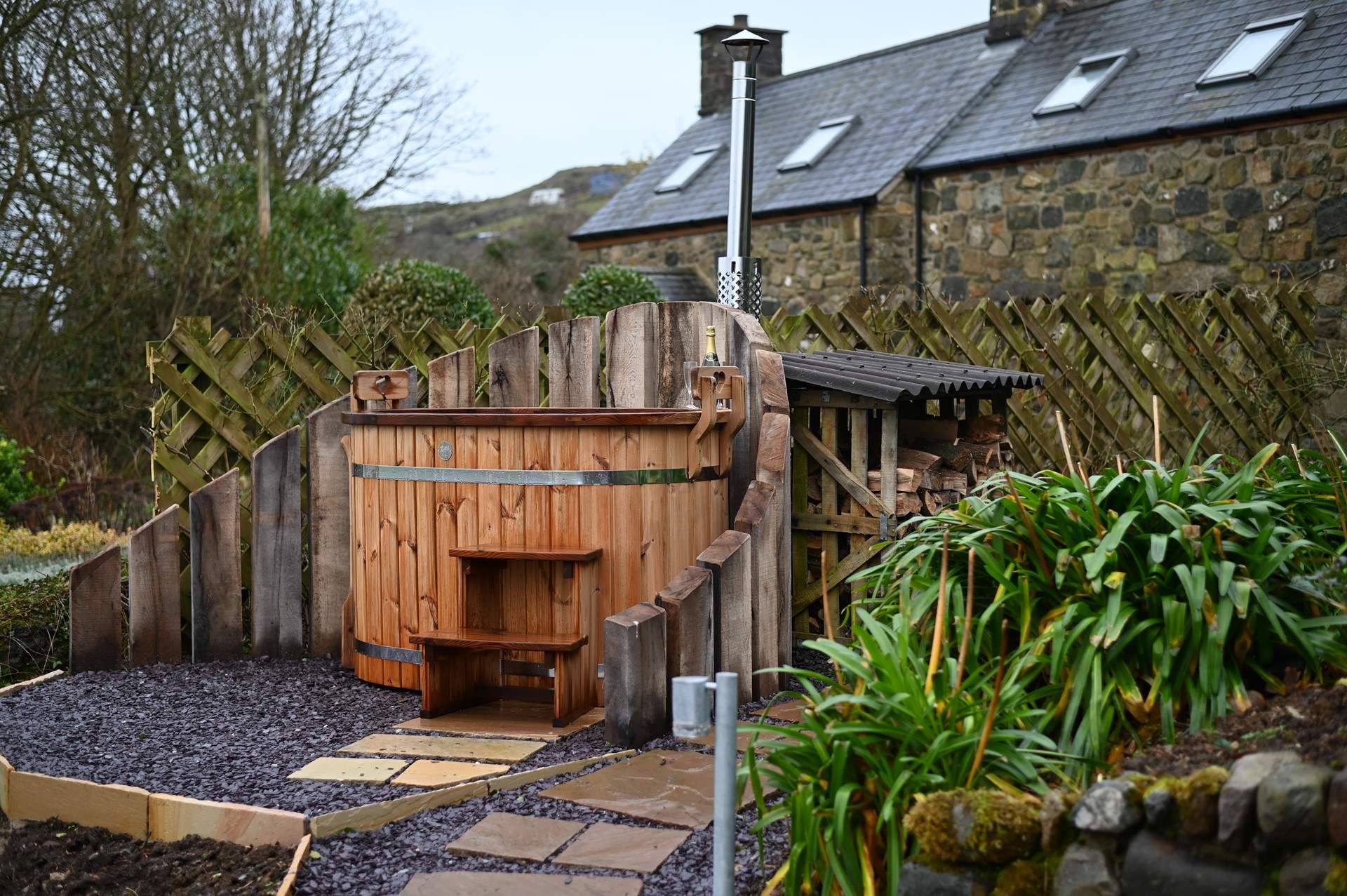 Enjoy the warming hot tub for sheer relaxation. 