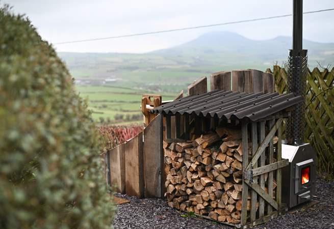 Conveniently placed log store. 