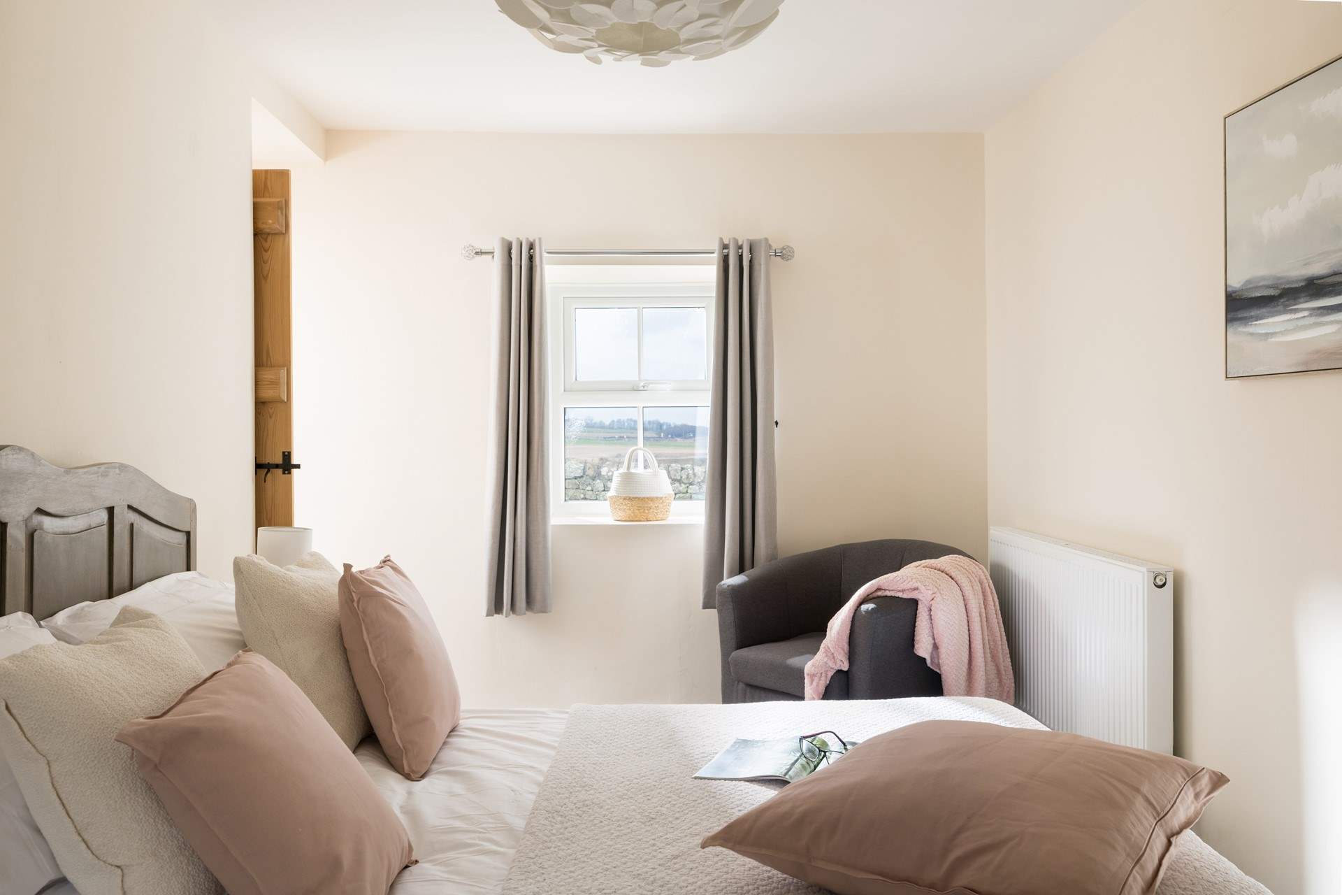 Bedroom one has fantastic views over the Northumberland countryside.