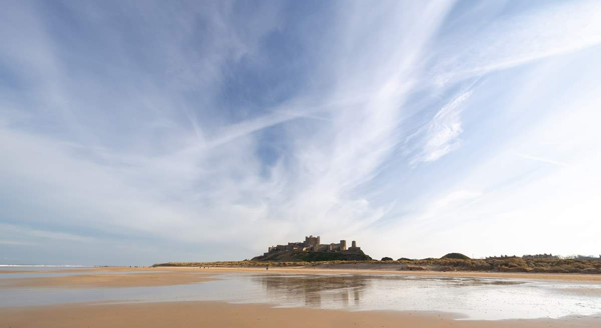 Wow!! big open beaches with even bigger skies over Bamburgh Castle. Great for a stroll at any time of day.