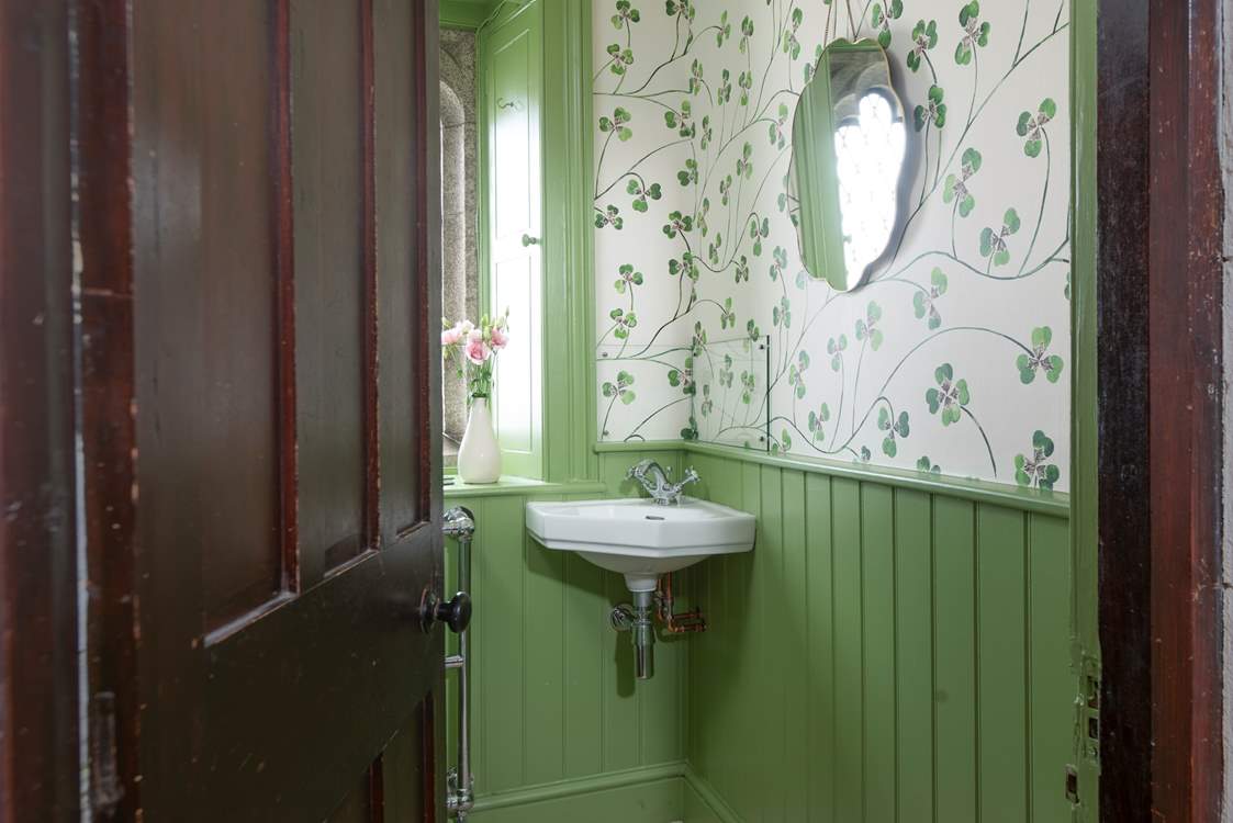 We just love the wallpaper in the downstairs cloakroom.