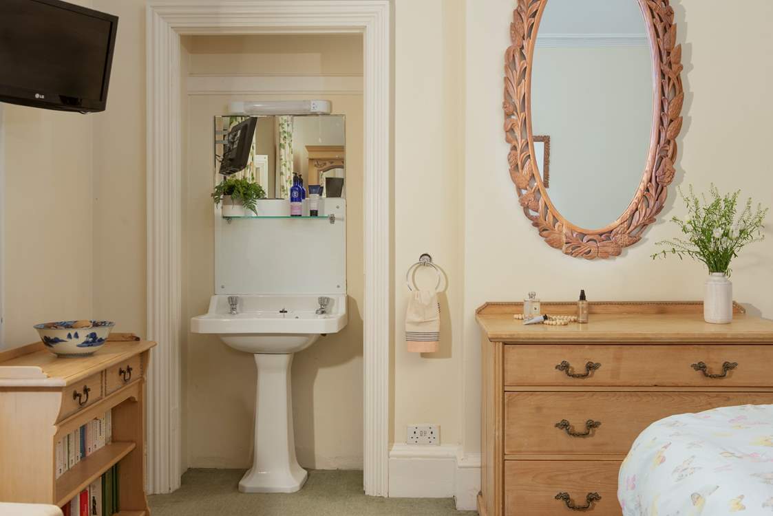 There's a little vanity unit for those staying in the second bedroom.