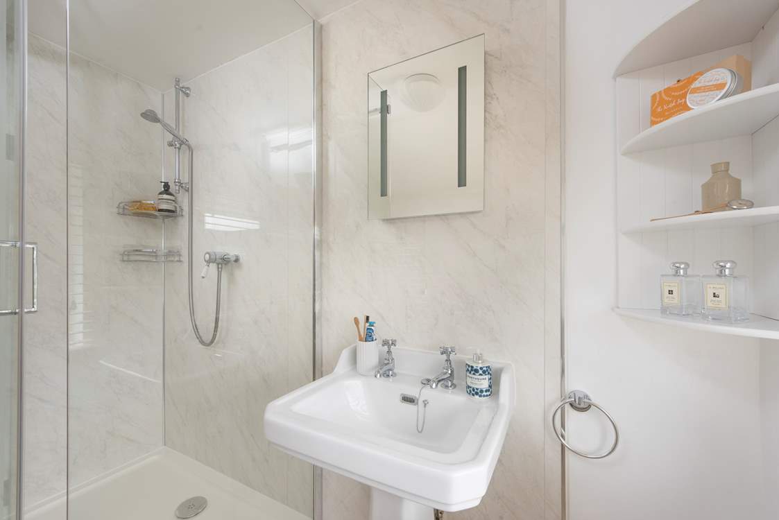 The stylish shower-room will set you up for the day.
