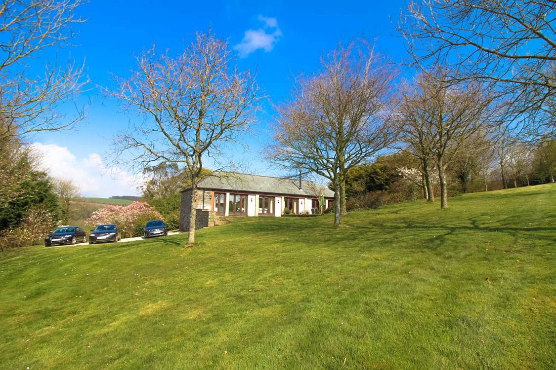 Oodles of space for parking and a large lawned area for games.