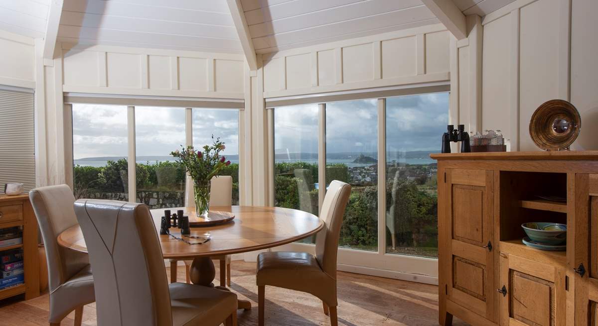 Enjoy a morning coffee with gorgeous views of St Michael’s Mount.