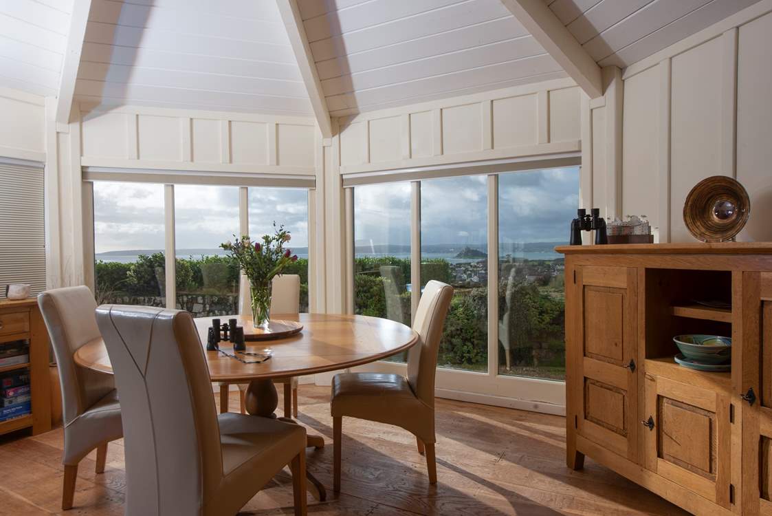 Enjoy a morning coffee with gorgeous views of St Michael’s Mount.