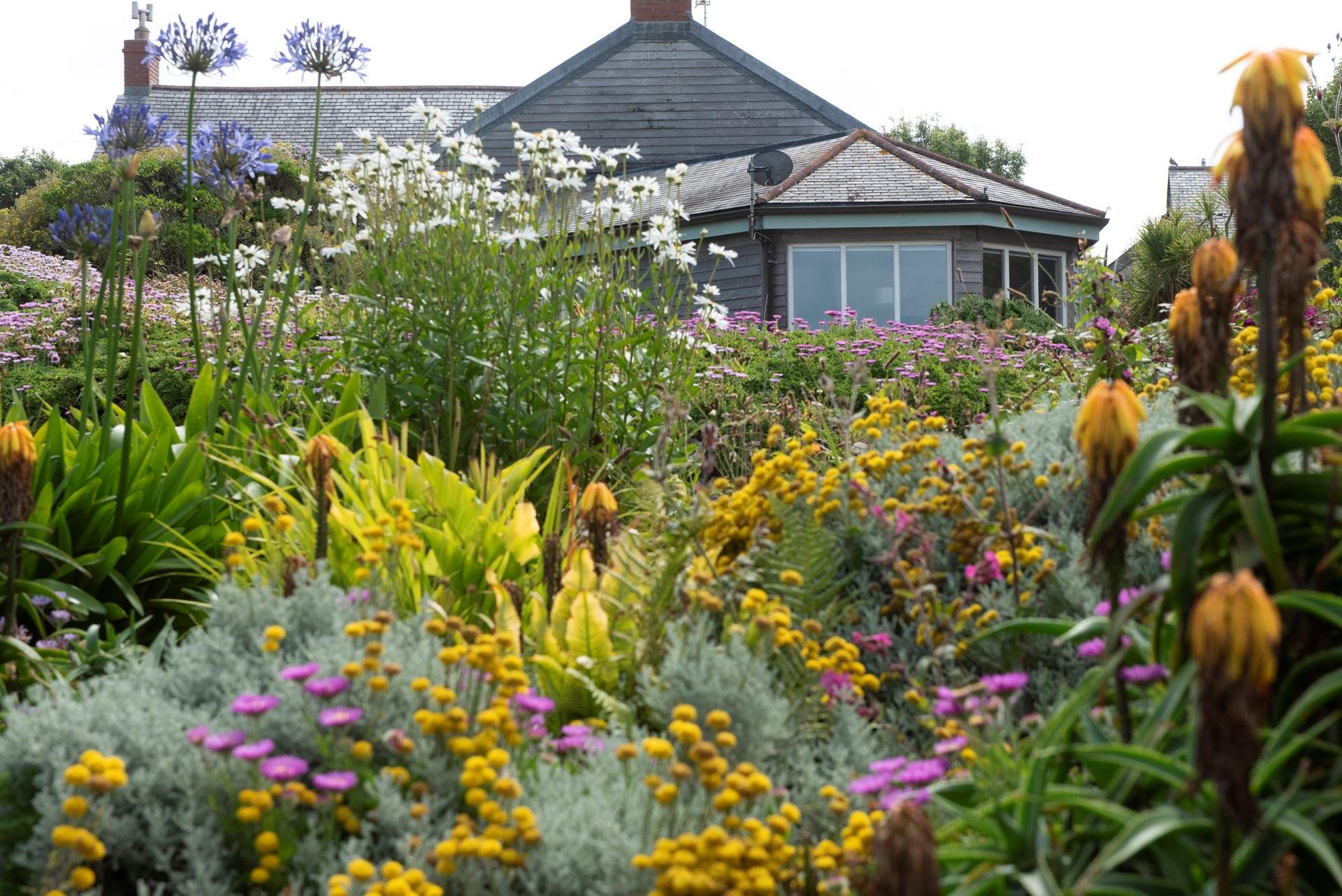 In the summer months, the garden is a blaze of colour.